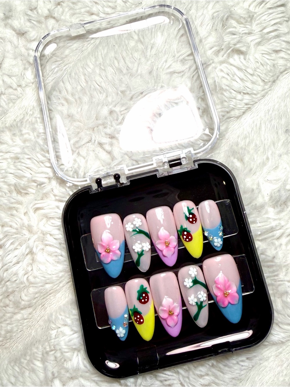 LARGE Floral & Fruity Pastel Press-On Nails